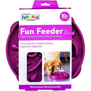 Outward Hound Outward Hound Fun Feeder Dog Bowl Slow Feeder Stop Bloat For Dogs, Large, Purple - Pet Totality