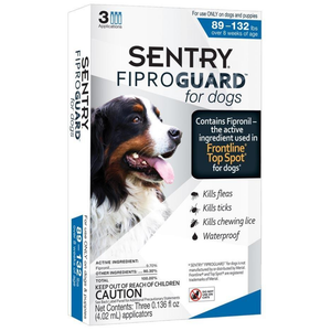 Sentry Fiproguard Dog Flea & Tick Squeeze-On 89-132Lb 3Ct - Pet Totality