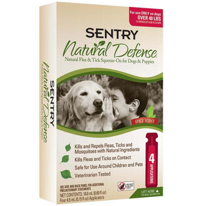 Sentry Natural Defense Flea & Tick Squeeze-On Dog Over 40Lb 4Ct - Pet Totality