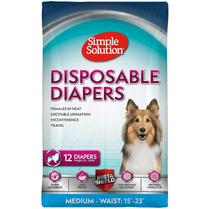 Simple Solution Disposable Female Dog Diapers, Medium, 12 Pack - Pet Totality