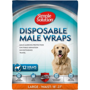 Simple Solution Disposable Male Dog Wrap, Large, 12 Ct - Pet Totality