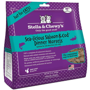 Stella & Chewys Cat Freeze Dried Sea-Licious Salmon & Cod Dinner 9 Oz. - Pet Totality