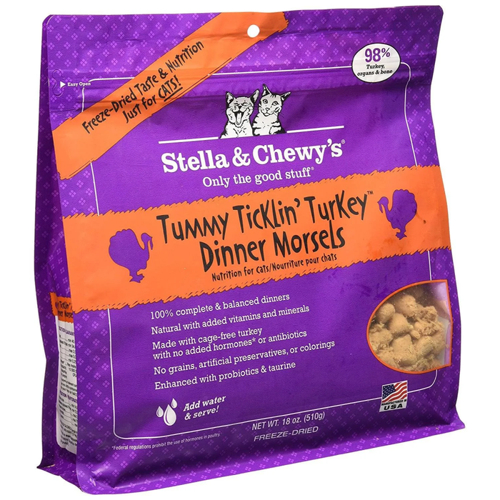 Stella & Chewys Cat Freeze Dried Tummy Ticklin' Turkey Dinner 18 Oz.