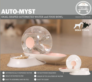 Pet Life  'Auto-Myst' Snail Shaped 2-in-1 Automated Gravity Pet Filtered Water Dispenser and Food Bowl - Pet Totality