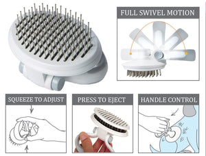 Pet Life  'Gyrater' Travel Self-Cleaning Swivel Grooming Pet Pin Brush - Pet Totality
