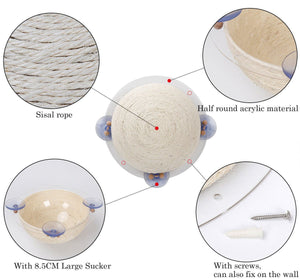 Pet Life  'Stick N' Claw' Sisal Rope and Toy Suction Cup Circular Cat Scratcher - Pet Totality