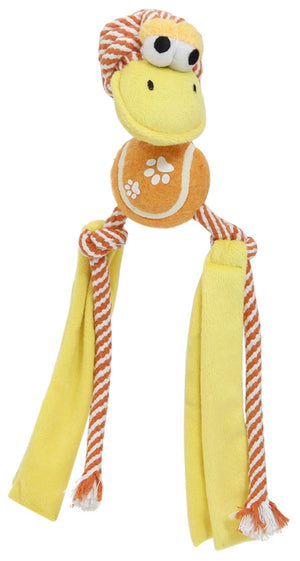 Pet Life  'Tennis Pawl' Rope Squeaker and Crinkle Tennis Dog Toy - Pet Totality