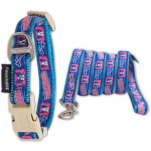 Touchdog 'Bone Patterned' Tough Stitched Embroidered Collar and Leash - Pet Totality