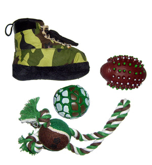 4 Piece Hunter Camouflage Themed Pet Toy Set - Pet Totality