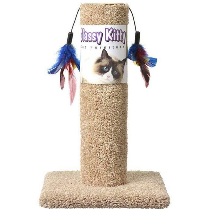 Classy Kitty Cat Post W/ Feather 17.5In