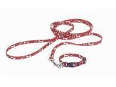 Coastal Li'L Pals Patterned Leash With E-Z Snap Red White Bone 5/16X6Ft