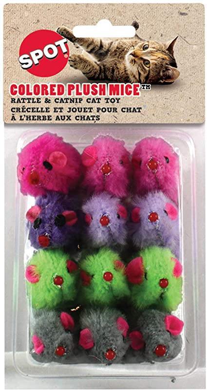 Ethical Colored Plush Mice Rattle & Catnip Cat Toy Assorted 12Pk