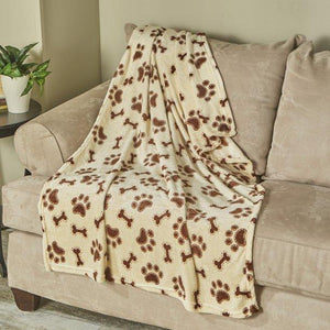 Ethical Snuggler Bones/Paws Print Blanket Cream 40X58 - Pet Totality