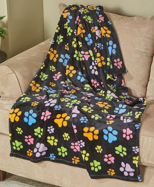 Ethical Snuggler Rainbow Pawprnt Blanket Black 30X38 - Pet Totality