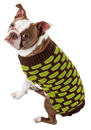 Fashion Weaved Heavy Knit Designer Ribbed Turtle Neck Dog Sweater - Pet Totality