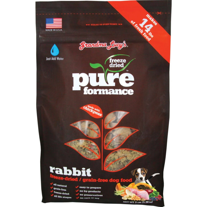 Grandma Lucys Dog  Pure Grain Free Rabbit Chickpea  3 Lbs.