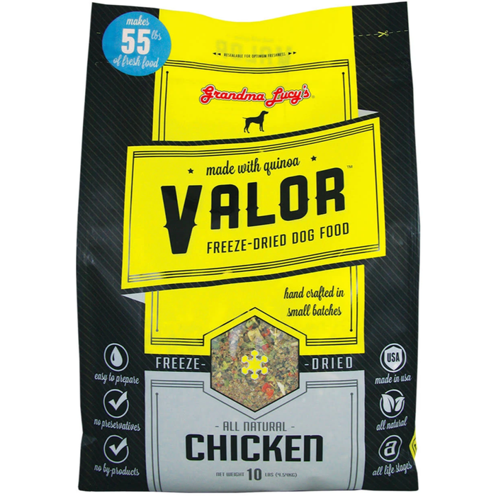 Grandma Lucys Dog Valor Freeze-Dried, Grain Free  Chicken Quinoa 10 Lbs.