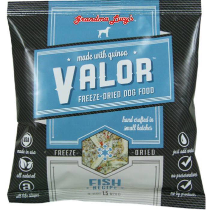 Grandma Lucys Dog Valor Freeze-Dried, Grain Free  Fish  Quinoa  Trial 1.5Oz. (Case Of 6)