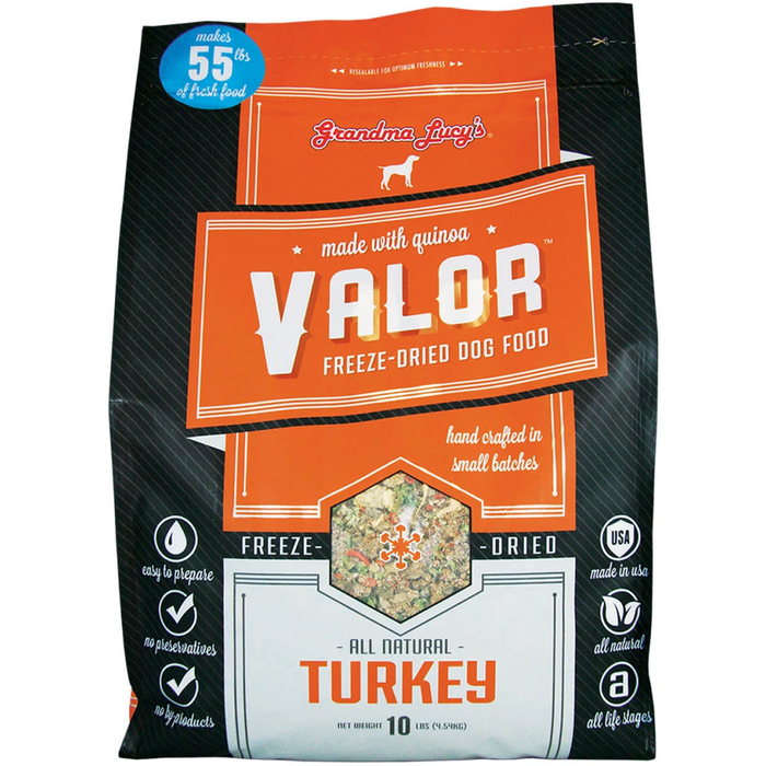 Grandma Lucys Dog Valor Freeze-Dried, Grain Free  Turkey Quinoa 10 Lbs.
