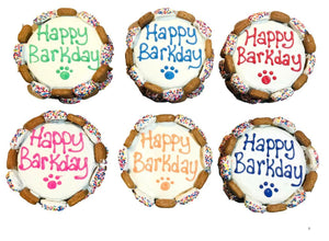 Happy Barkday Gourmutt Bone Cakes - 6 Cakes in Blue, Pink, or a Variety of Colors (4 inches) - Pet Totality