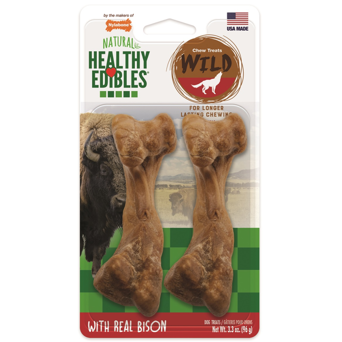Healthy Edibles Wild Bison Bone Medium 2Ct