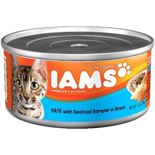 Iams Pate With Seafood Sampler In Broth Cat Food 3Oz Can  (Case Of 24)