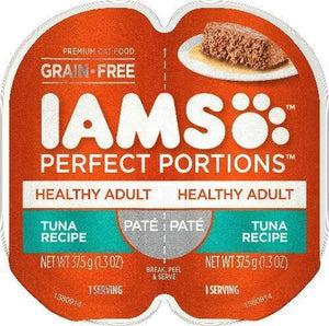 Iams Perfect Portions Pate Healthy Adult Tuna Recipe Wet Cat Food Tray 2.6Oz (Case Of 24) - Pet Totality