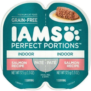 Iams Perfect Portions Pate Indoor Salmon Recipe Wet Cat Food Tray 2.6Oz (Case Of 24) - Pet Totality