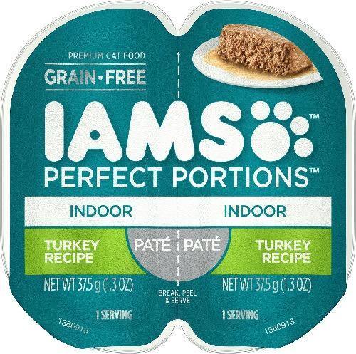 Iams Perfect Portions Pate Indoor Turkey Recipe Wet Cat Food Tray 2.6Oz (Case Of 24)
