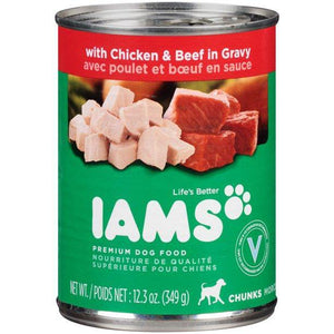 Iams Proactive Health Chunks With Chicken & Beef In Gravy Dog Food 12.3Oz Can (Case Of 12) - Pet Totality