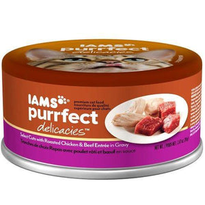 Iams Purrfect Delicacies Roasted Chicken & Beef Gravy Cat Food 2.47Oz Can (Case Of 24) - Pet Totality