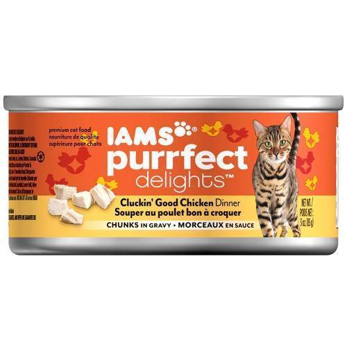 Iams Purrfect Delights Cluckin' Good Chicken Dinner Chunks In Gravy Cat Food 3Oz (Case Of 24)