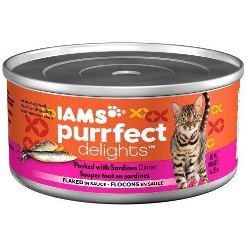 Iams Purrfect Delights Packed With Sardines Dinner Cat Food 3Oz Can (Case Of 24)