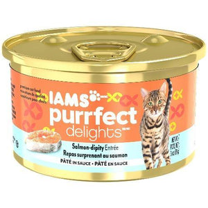 Iams Purrfect Delights Salmon-Dipity Entree Pate In Sauce Cat Food 3Oz Can (Case Of 24) - Pet Totality