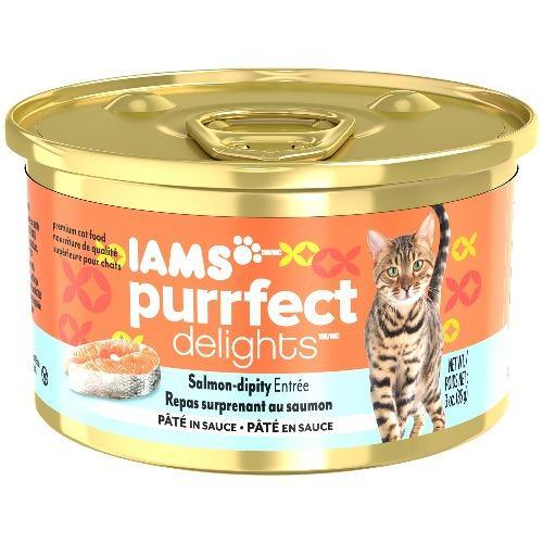 Iams Purrfect Delights Salmon-Dipity Entree Pate In Sauce Cat Food 3Oz Can (Case Of 24)