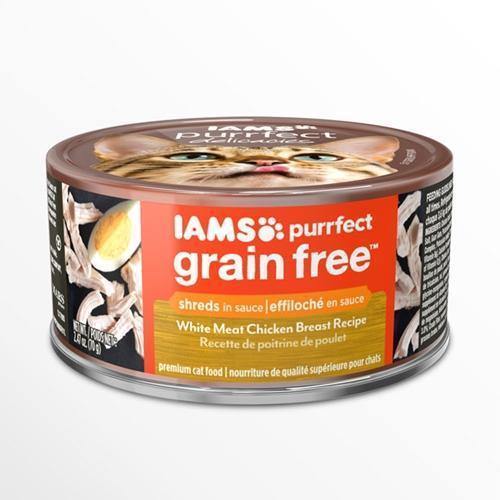Iams Purrfect Grain Free White Meat Chicken Breast Premium Cat Food 2.47Oz Can (Case Of 24)
