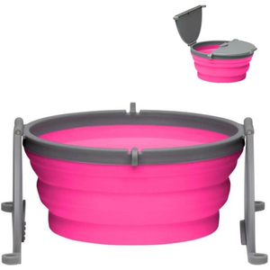 Loving Pets Bella Roma Travel Dog Bowl Pink Medium - Pet Totality