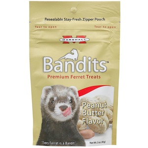 Marshall Pet Bandits Ferret Treat, Peanut Butter, 3Oz - Pet Totality