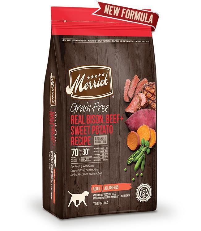 Merrick Grain Free Real Bison Beef And Sweet Potato Recipe 10 Lb