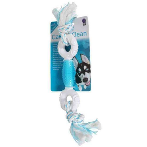 Multipet Canine Clean Peppermint Dumbbell With Tpr Core & Rope Ends 11In - Pet Totality