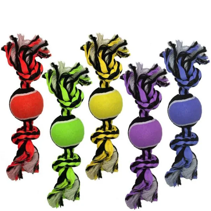 Multipet Nuts For Knots 2-Knot Rope With Tennis Ball 10In