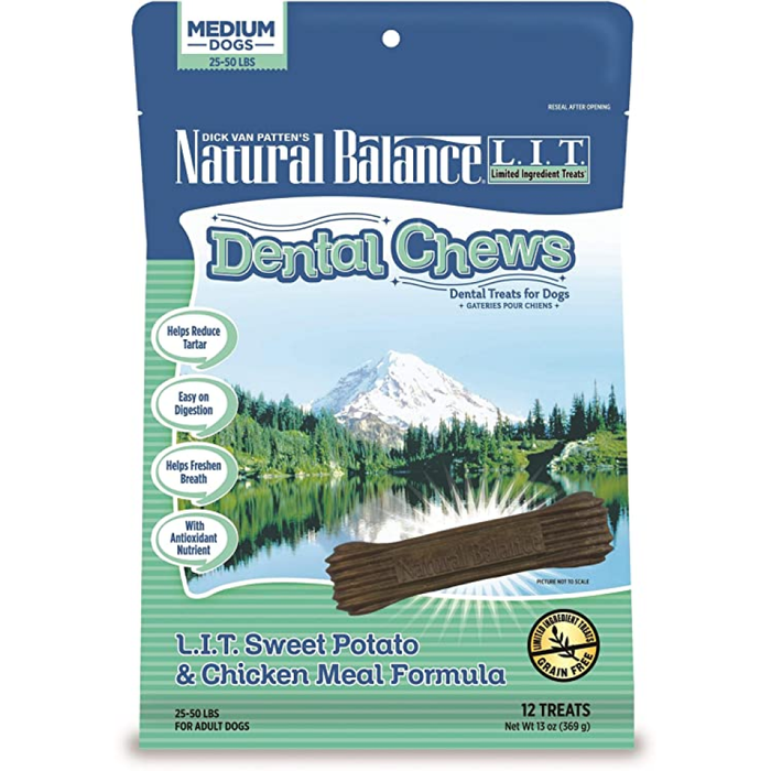 Natural Balance Dental Chews Fresh & Clean Formula Medium 13Oz