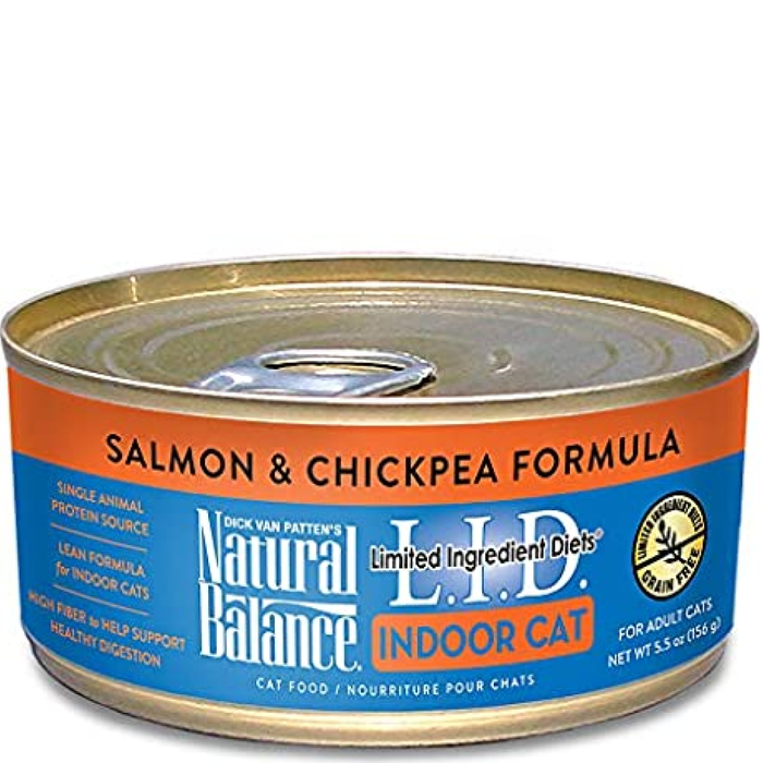 Natural Balance Lid Indoor Cat Salmon & Chickpea Formula 5.5Oz /24Pk