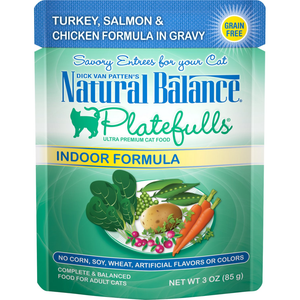 Natural Balance Platefulls Indoor Turkey Salmon & Chicken In Gravy Cat Food - Pet Totality