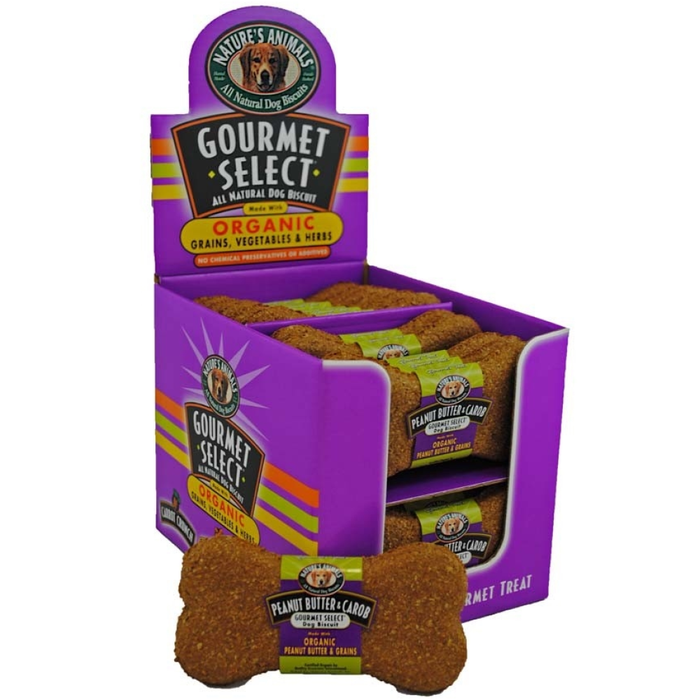 Natures Animals Gourmet Select Organic Bones Peanut Butter & Carob 4In 2-24Pc