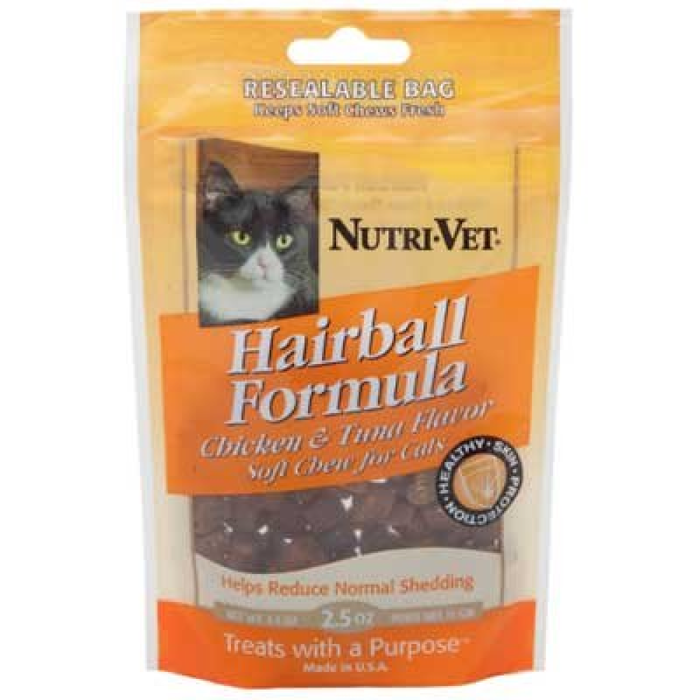 Nutri-Vet Hairball Formula Soft Chews Chicken & Tuna 2.5Oz