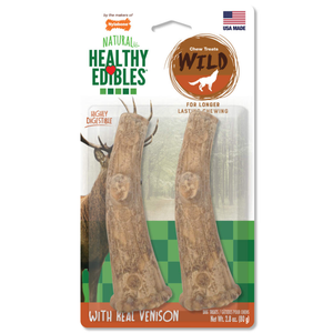 Nylabone Healthy Edibles Edible Antler Real Venison Medium 2Pk - Pet Totality