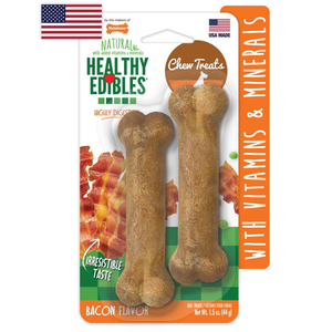 Nylabone Healthy Edibles Longer Lasting Bacon Petite 2Pk - Pet Totality