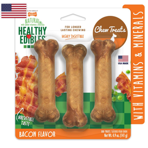Nylabone Healthy Edibles Longer Lasting Bacon Regular 3Pk - Pet Totality