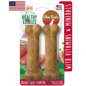 Nylabone Healthy Edibles Longer Lasting Roast Beef Wolf 2Pk - Pet Totality